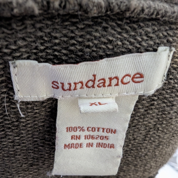 💘 SUNDANCE TOP HOODIE BROWN WEATHERED TAB SLEEVES VNECK FLORAL LACE ACCEN XL - Picture 4 of 4